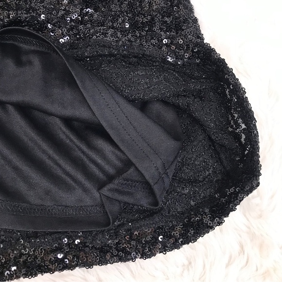 MABLE Anthropologie Black Sequin Mod Mini Dress Peter Pan Collar Party Small New - Picture 12 of 16
